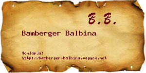 Bamberger Balbina névjegykártya